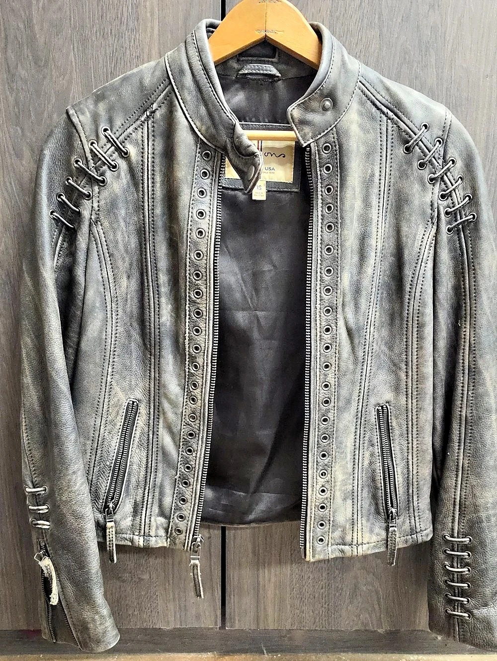 Wilson Vintage USA Lace-Up Leather Jacket XS Like New
